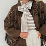 Taupe Mariana Striped Blouse