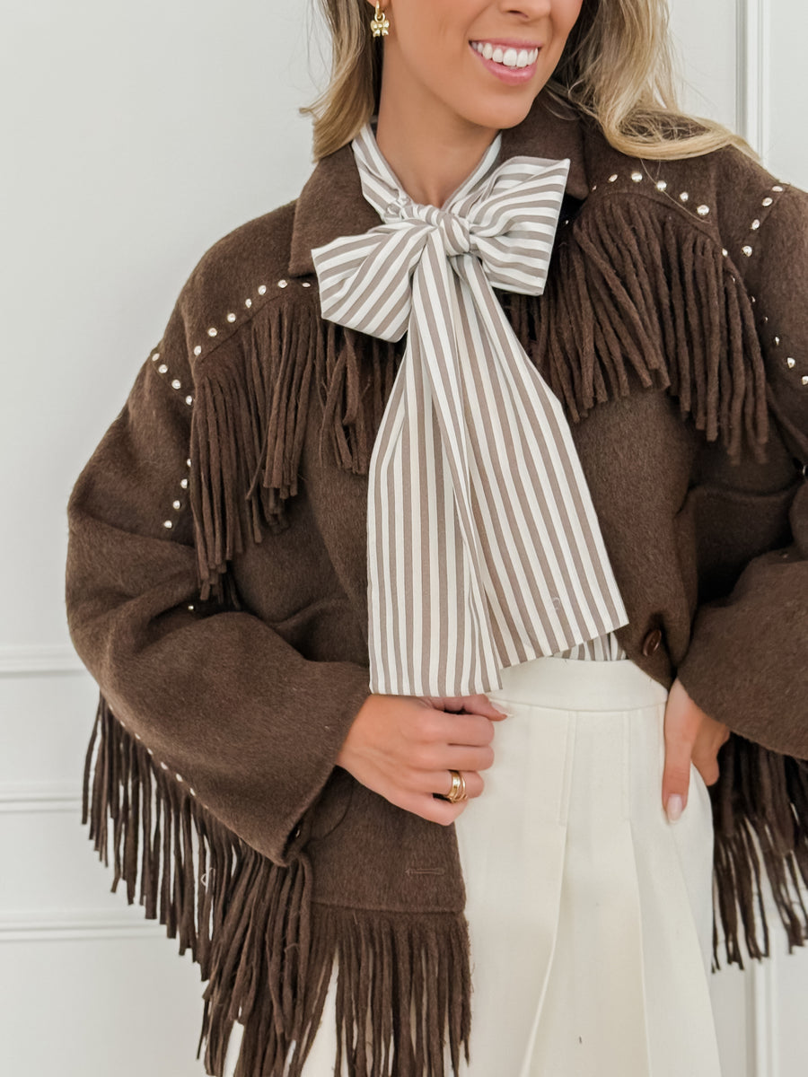 Brown Ginny Studs Jacket