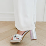 Silver Knotted Block Heels