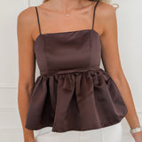 Dark Brown Satin Lucille Top