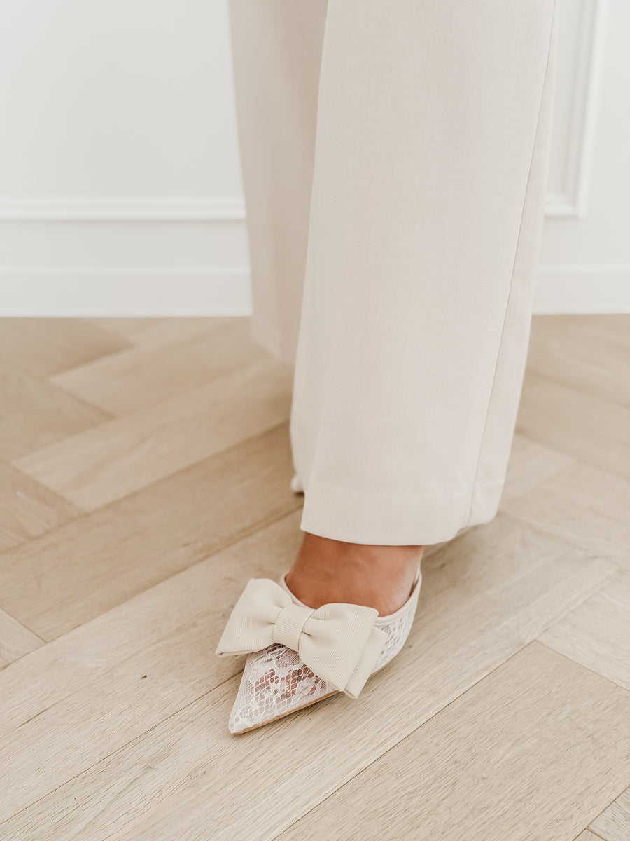Nude Bow Lace Heels