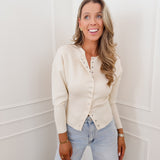 Ecru Lou Fitted Waist Snap Buttons Top