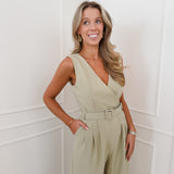 Green Elanie V-Neck Jumpsuit