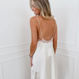Vanille Jules Satin Asymmetric Lace Dress