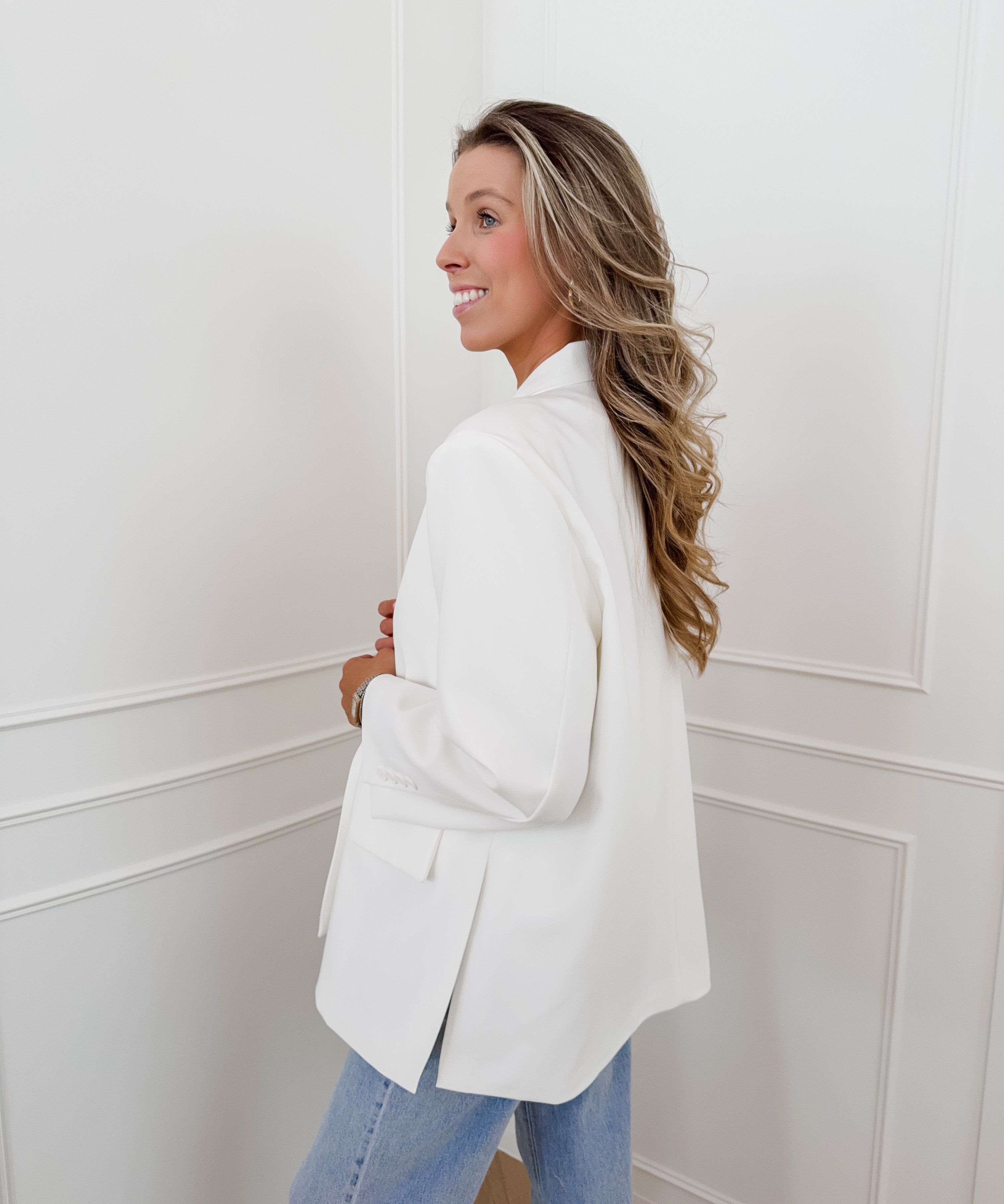 White Alaina Triple Pocket Blazer