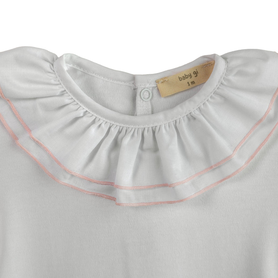 BABY- White Pink Frill Detail Body