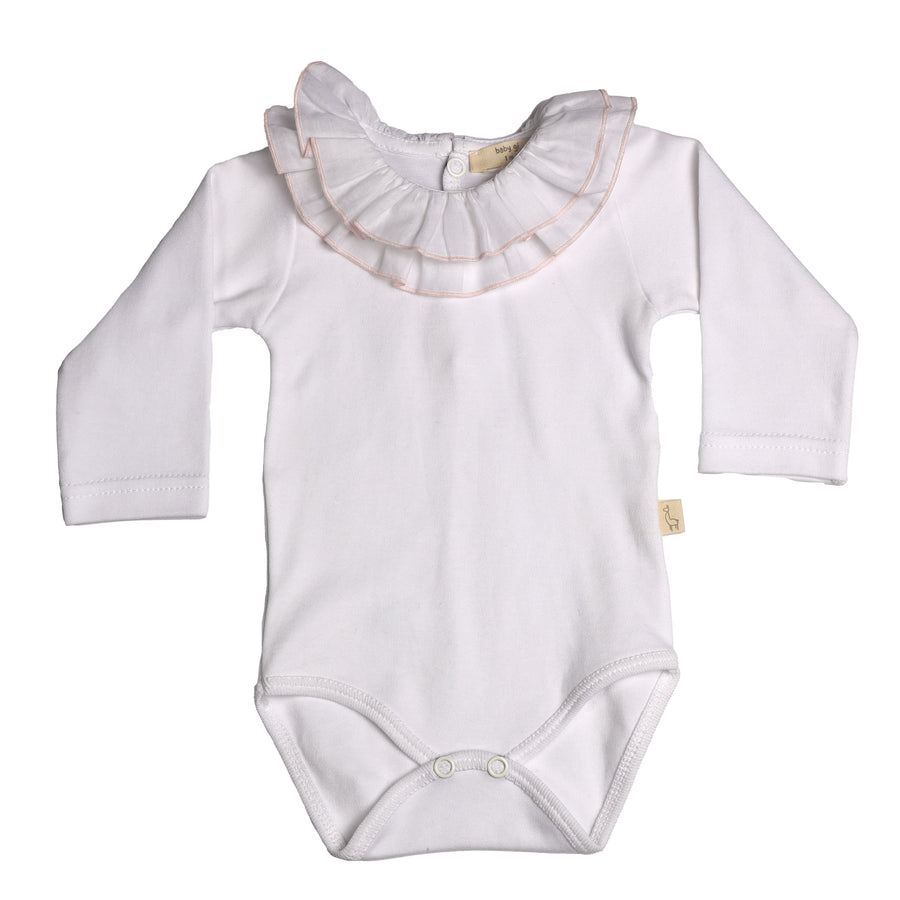BABY- White Pink Frill Detail Body