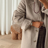 Taupe Fringe Fiorella Coat