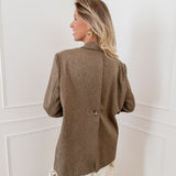 Brown Back Button Blazer