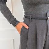 Grey Long Sleeve One Shoulder Top
