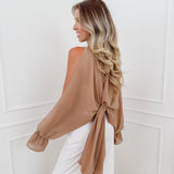 Camel Open Sleeve Blouse