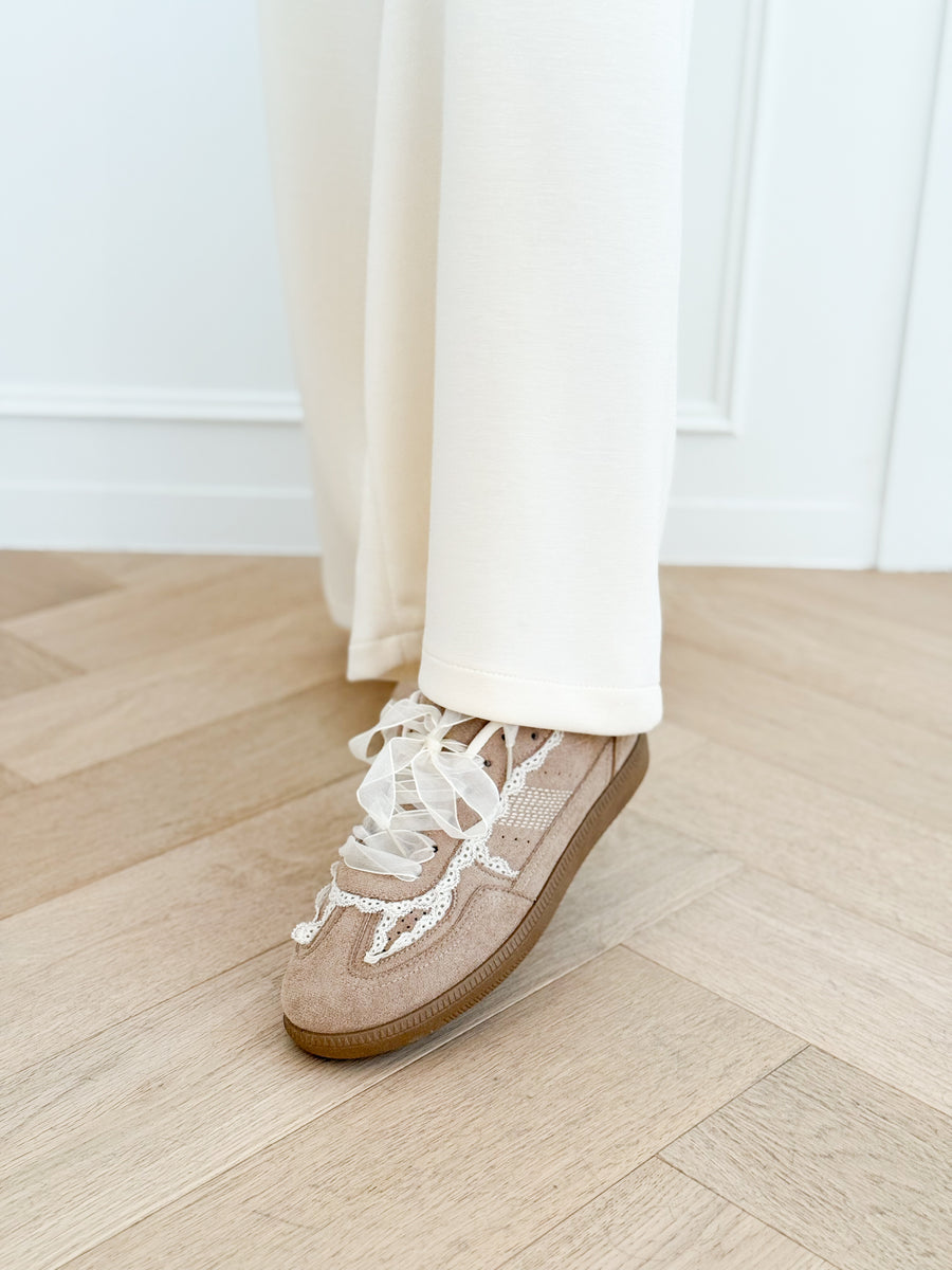 Beige Romantic Lace Sneakers