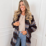 Brown Blue Jeanne Long Coat