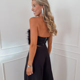 Black Feather Crop Top
