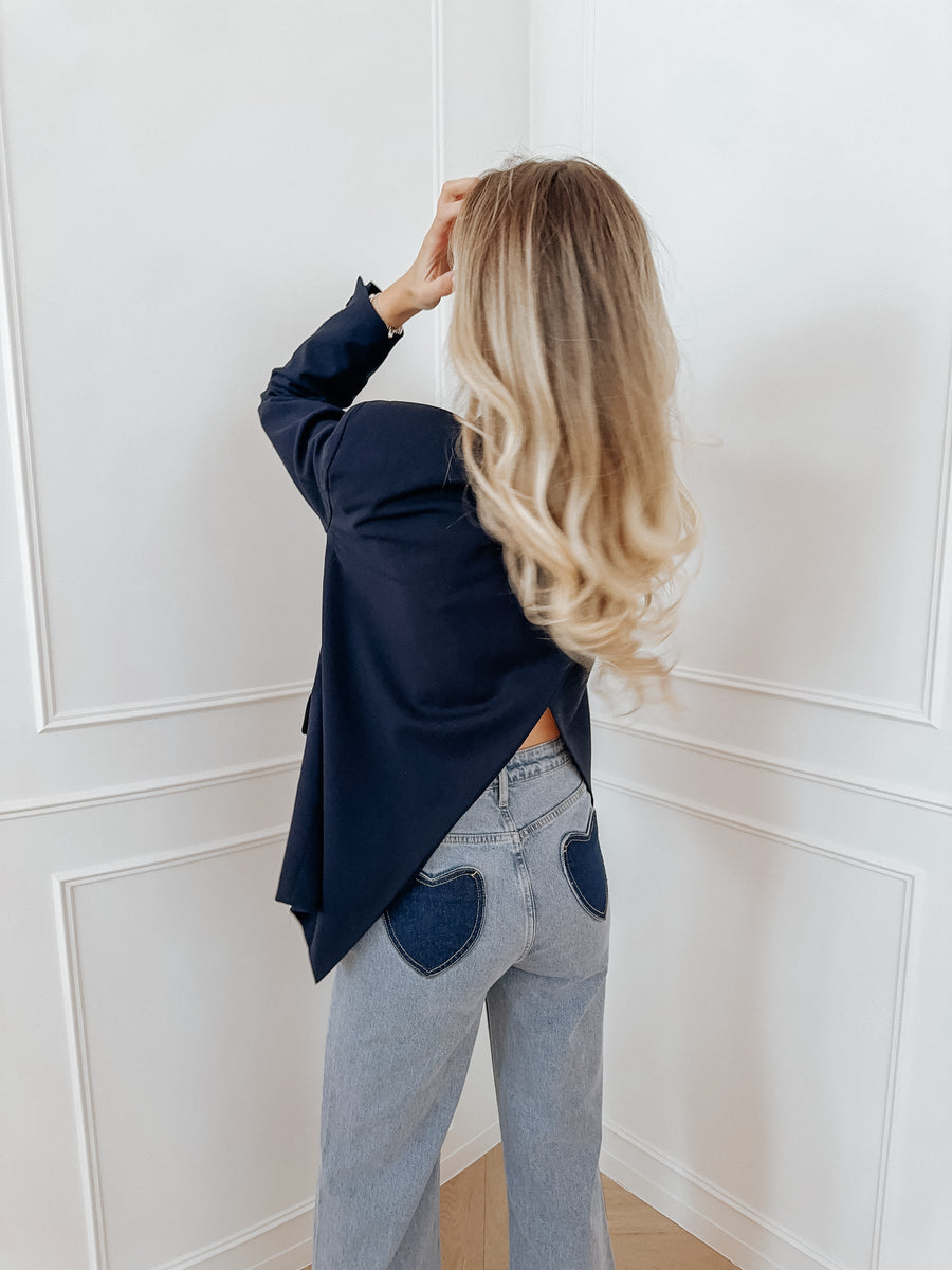 Navy Back Split Blazer