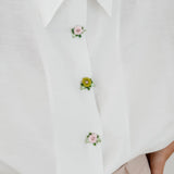 White Colorful Flower Madée Blouse