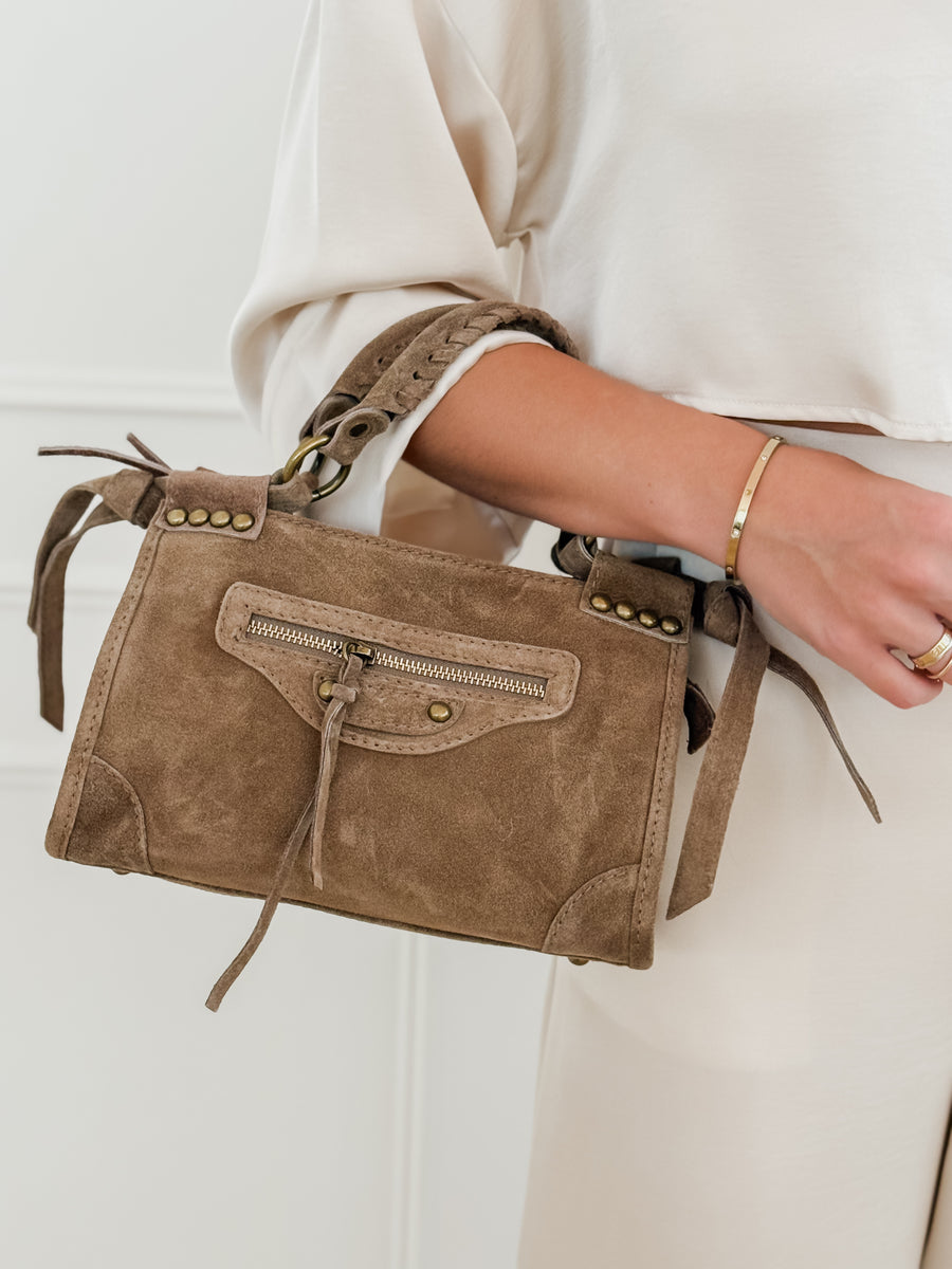 Dark Taupe Suede Sarah Bag