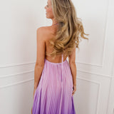 Purple Francesca Ombre Plissé Dress