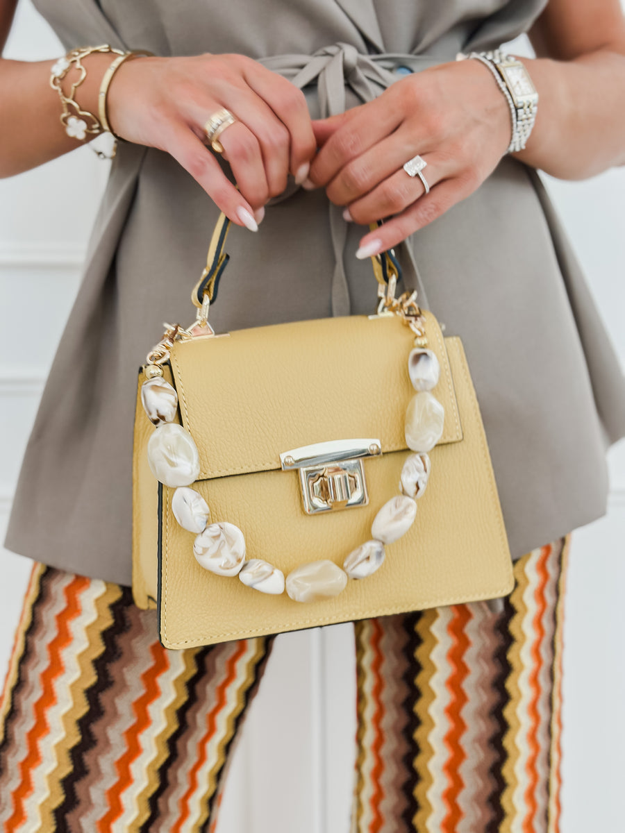 Ocher Yellow Stone Chain Bag