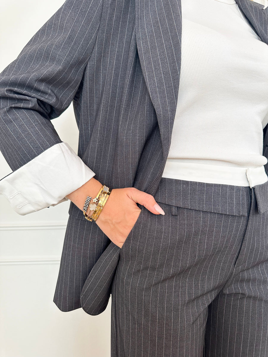 Grey Striped Ariana Blazer