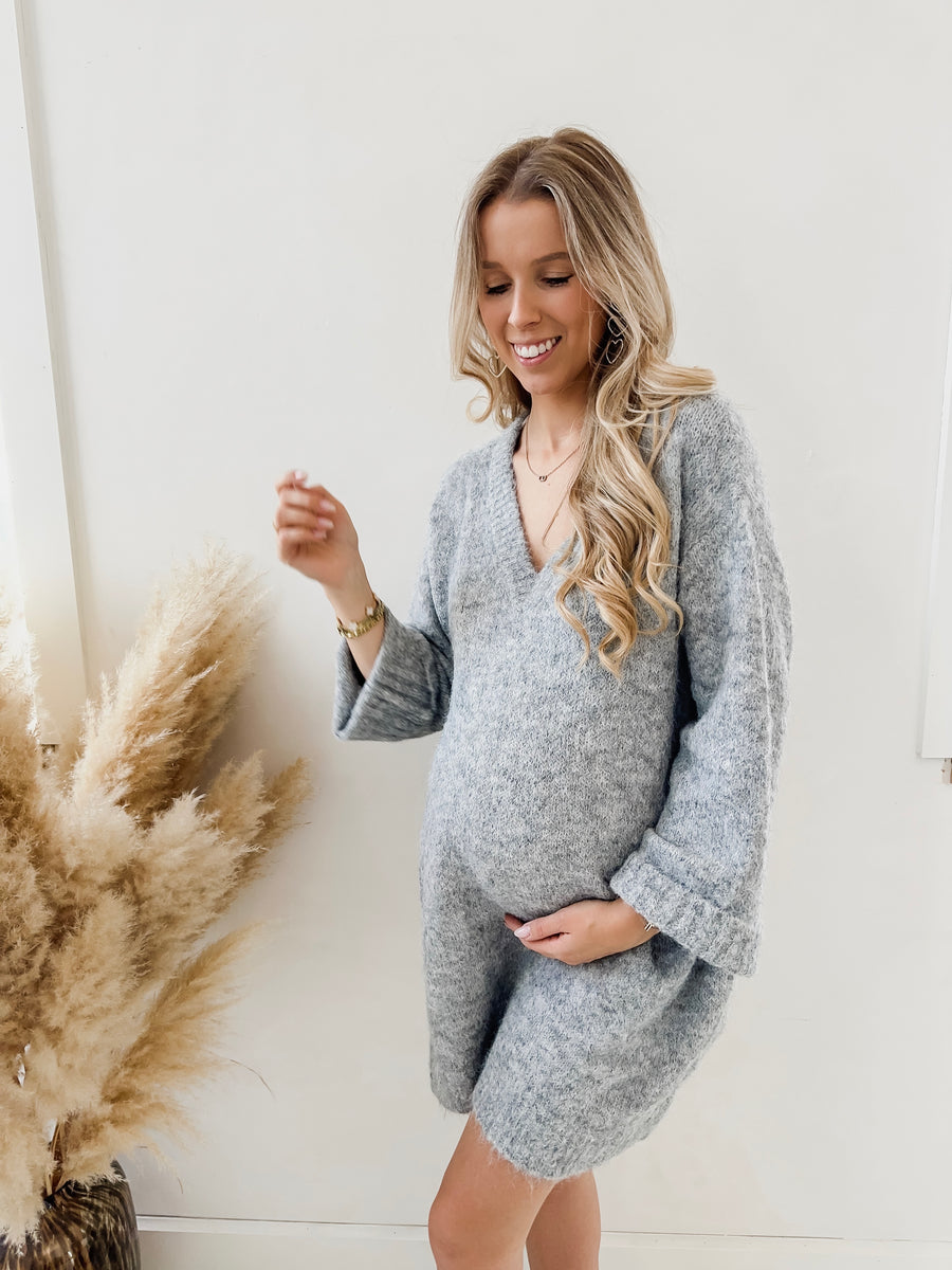 Grey Emma V Sweater Dress