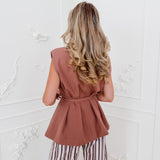 Cinnamon Brown Sleeveless Jasmine Blazer