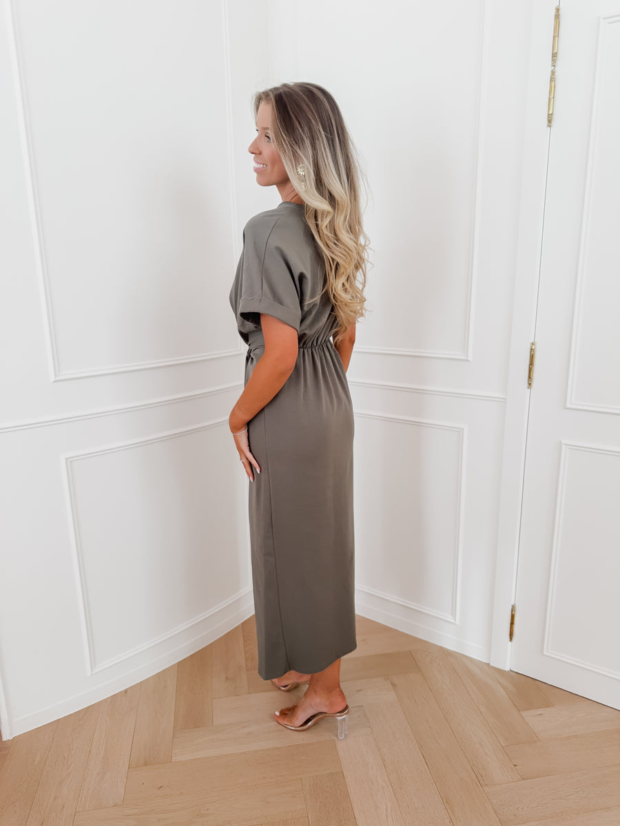 Dark Green Analise Bow Dress