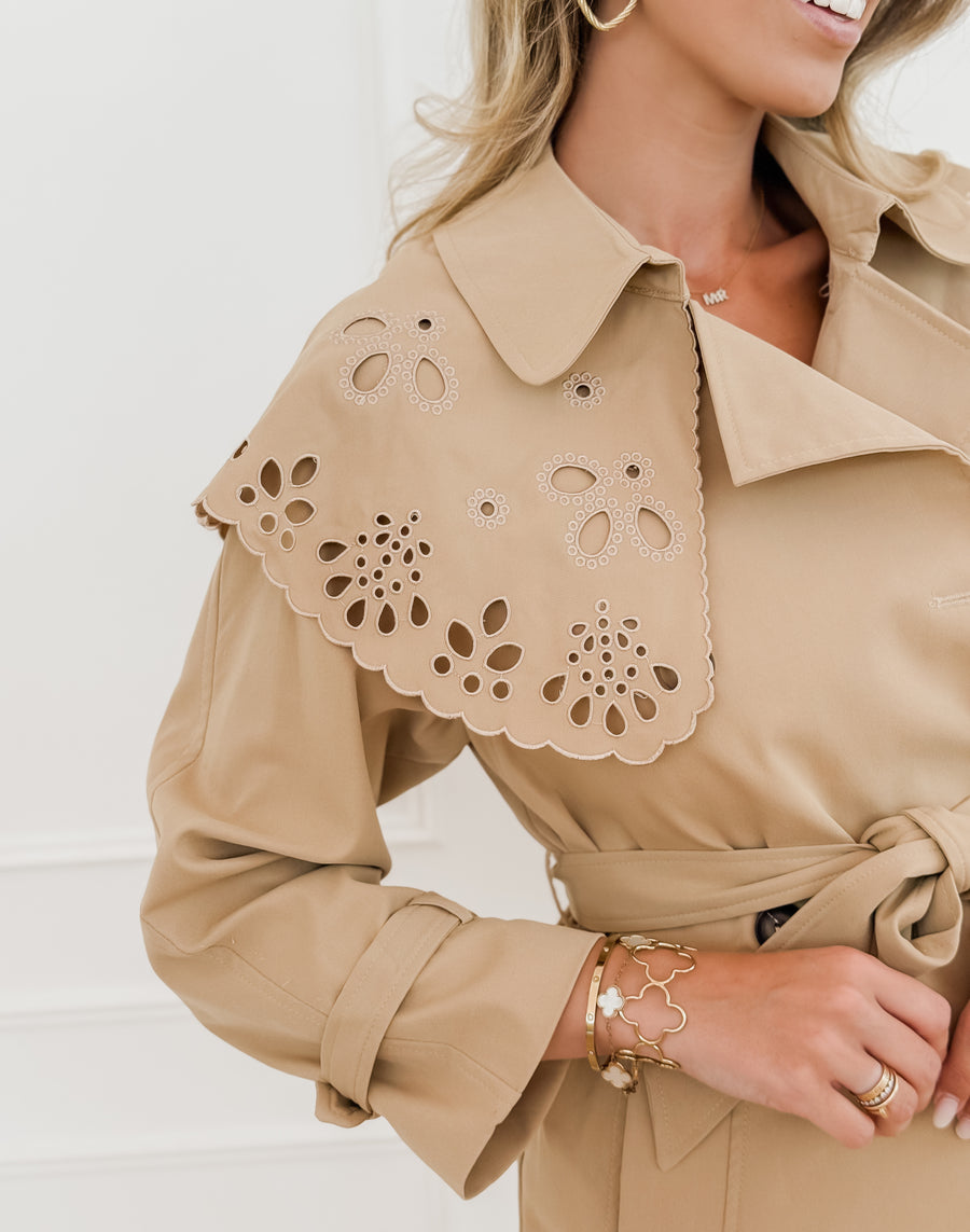 Camel Broderie Detail Jacket