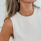 Cream Daniella Sleeveless Braided Trim Top