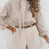 Beige Brown Margot Scarf Blouse