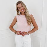 Pink Diamond Neckline Sleeveless Sweater