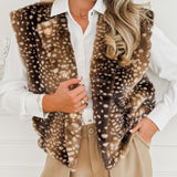 Brown Deer Print Marlien Bodywarmer