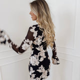 Black Champagne Flower Dress