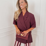 Burgundy Short Sleeve Julia Blazer