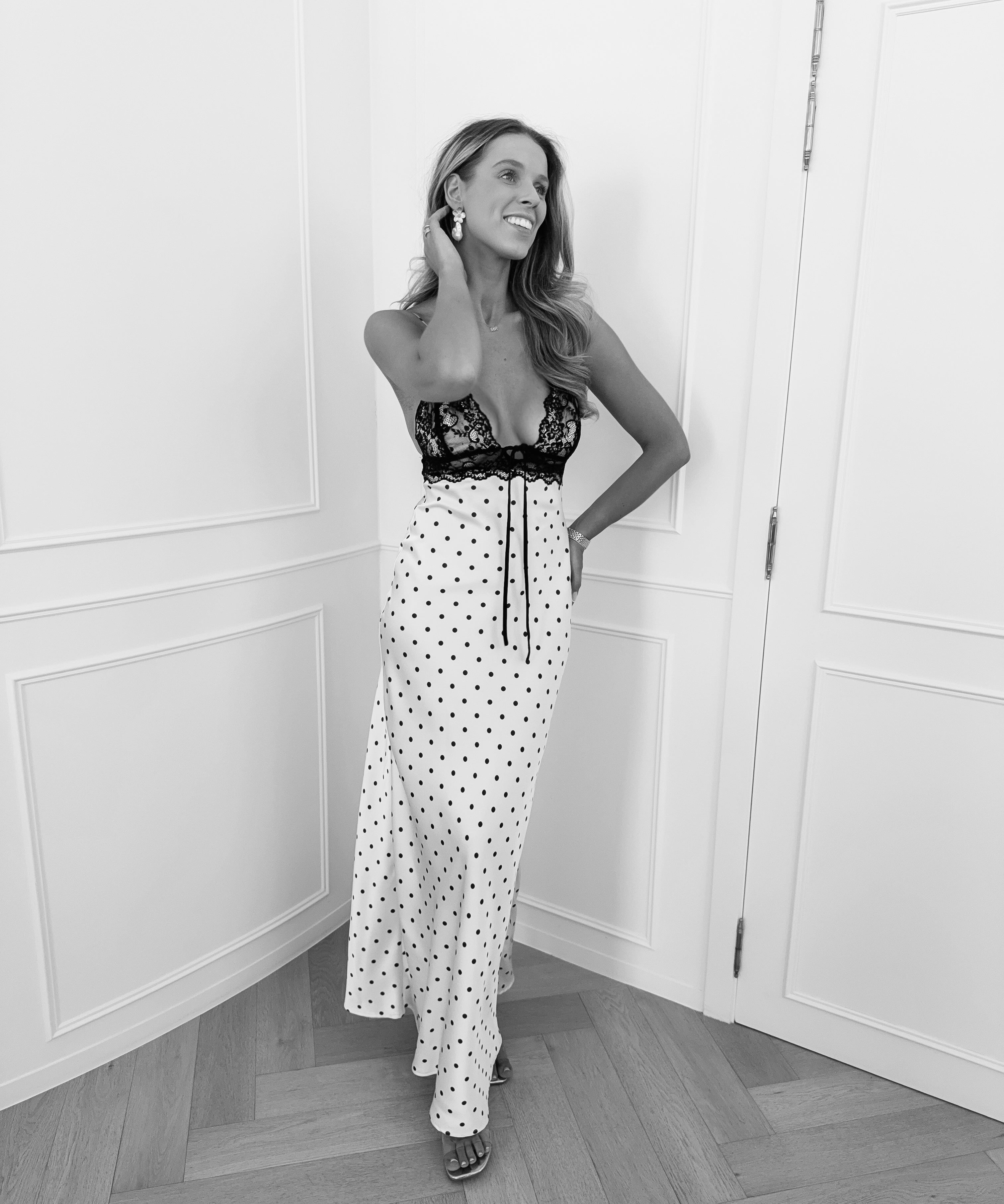 Vanilla Black Polka Dots Lace Vikkie Dress