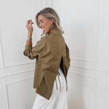 Kaki Open Back Blouse