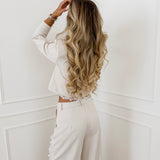 Beige Lace Cropped Blazer