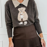 Dark Brown Double Pleated Skirt