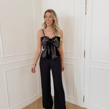 Black Multicolor Sparkle Bow Top