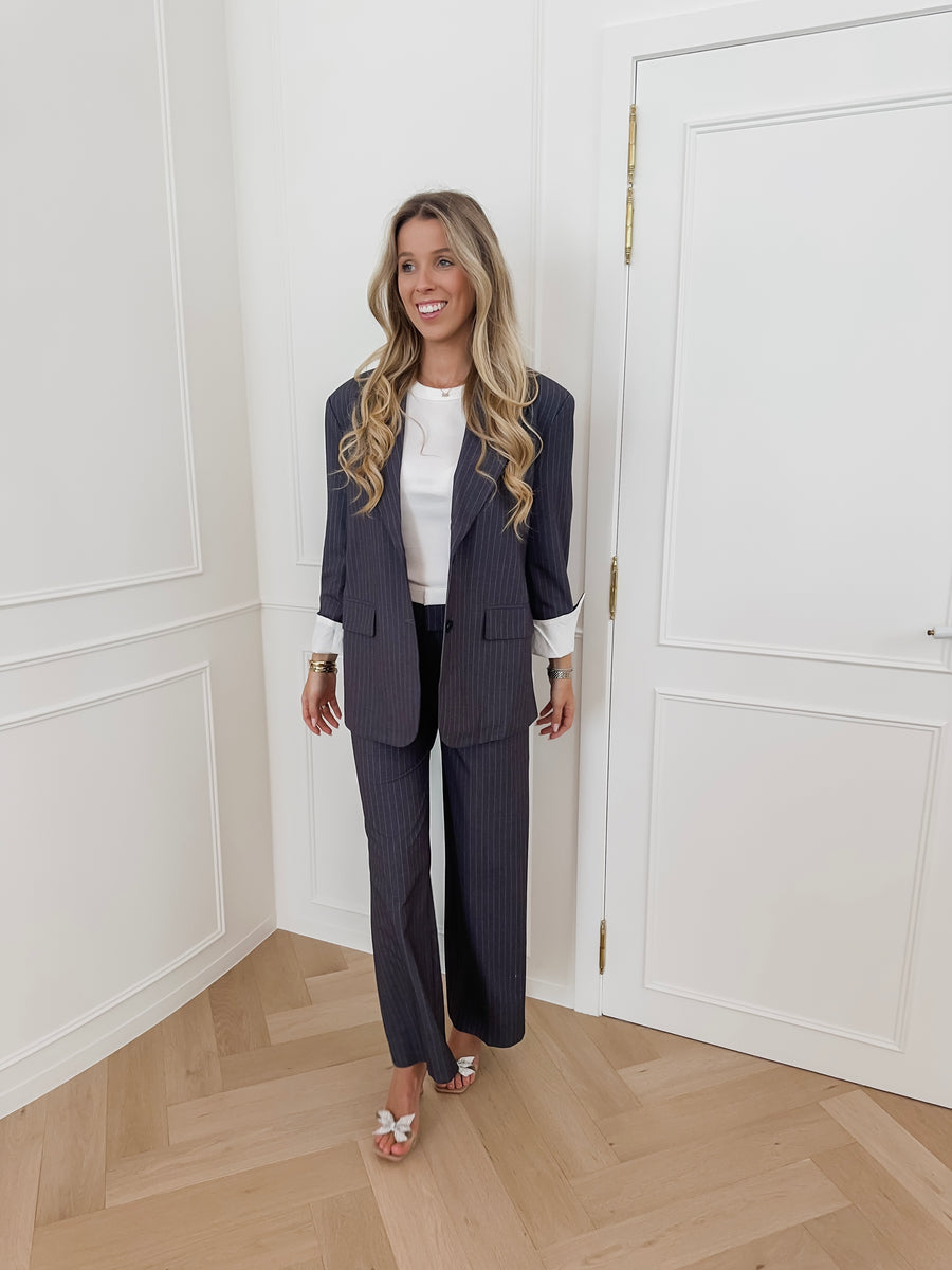 Grey Striped Ariana Blazer