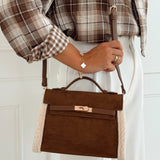 Dark Brown Wool Detail Milana Bag