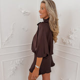 Chocolate Brown Gemma Satin Dress