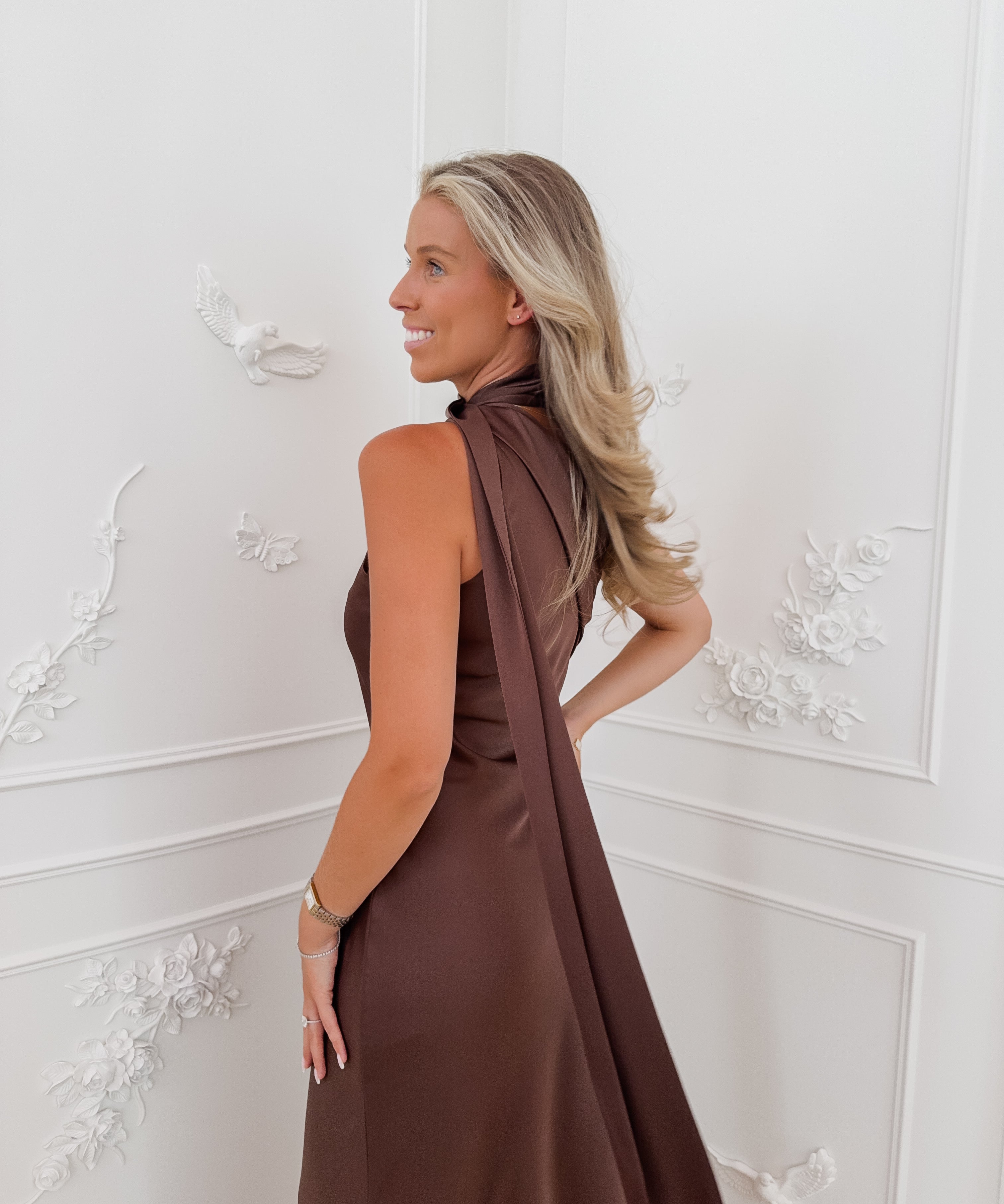 Brown Halterneck Lenthe Dress