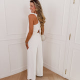 Light Beige Elvenia Crossed Open Back Top