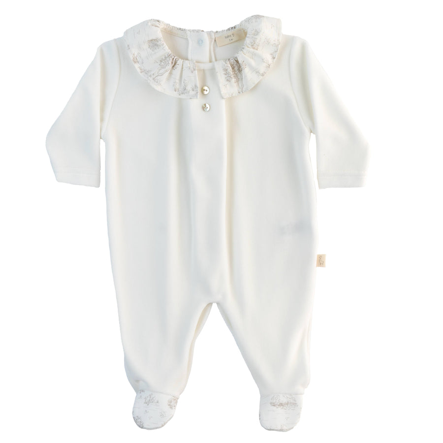 BABY - White Taupe Detail Collar Bodysuit