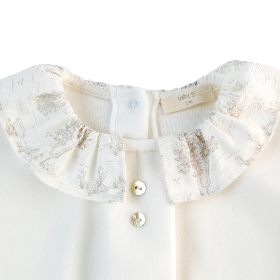 BABY - White Taupe Detail Collar Bodysuit
