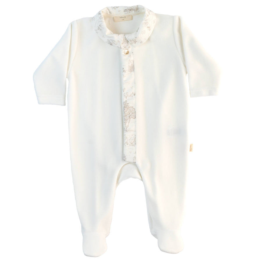BABY - White Taupe Detail Printed Bodysuit