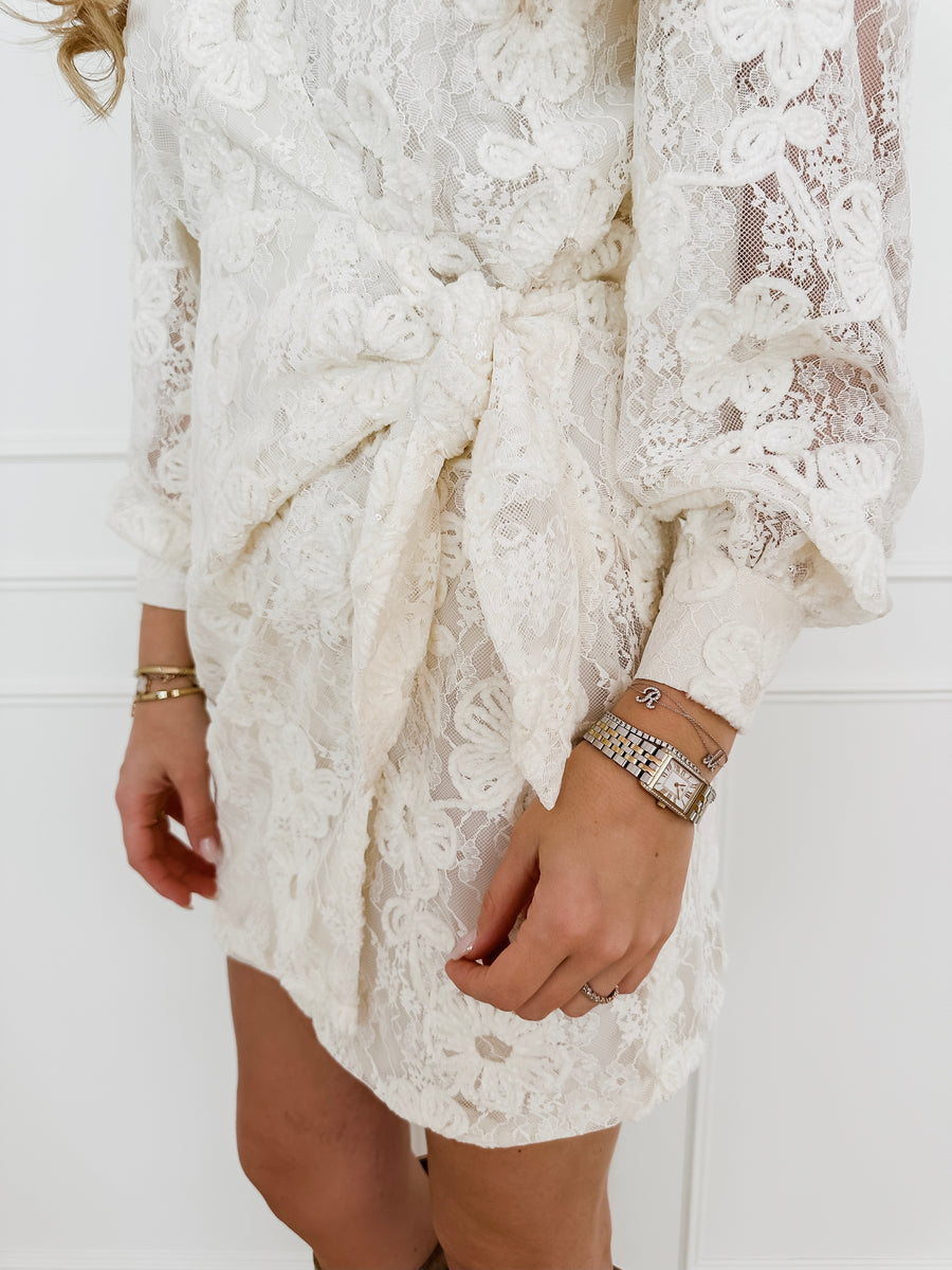 Crème Lace Flower Dress