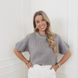 Grey Diamond Neckline (SHORT SLEEVE) Sweater