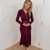 Bordeaux Maroua Long Sleeve Dress